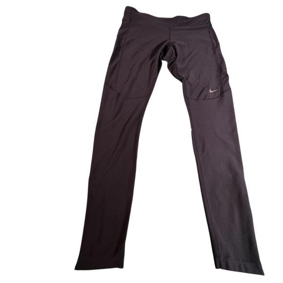 Nike Dri-FIT Running Pants Medium Black Zip Hem Reflective Logo Pockets - Picture 1 of 13